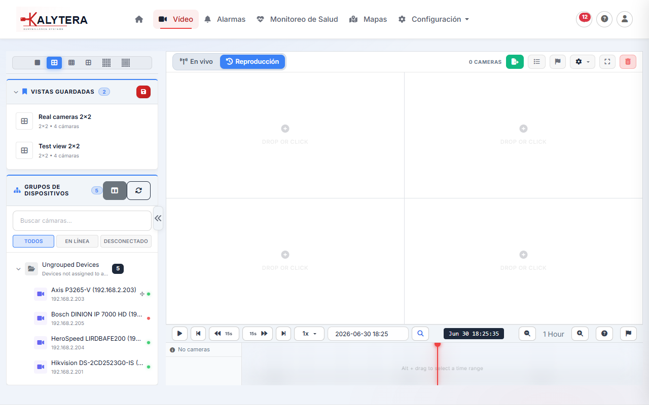 Playback page with timeline