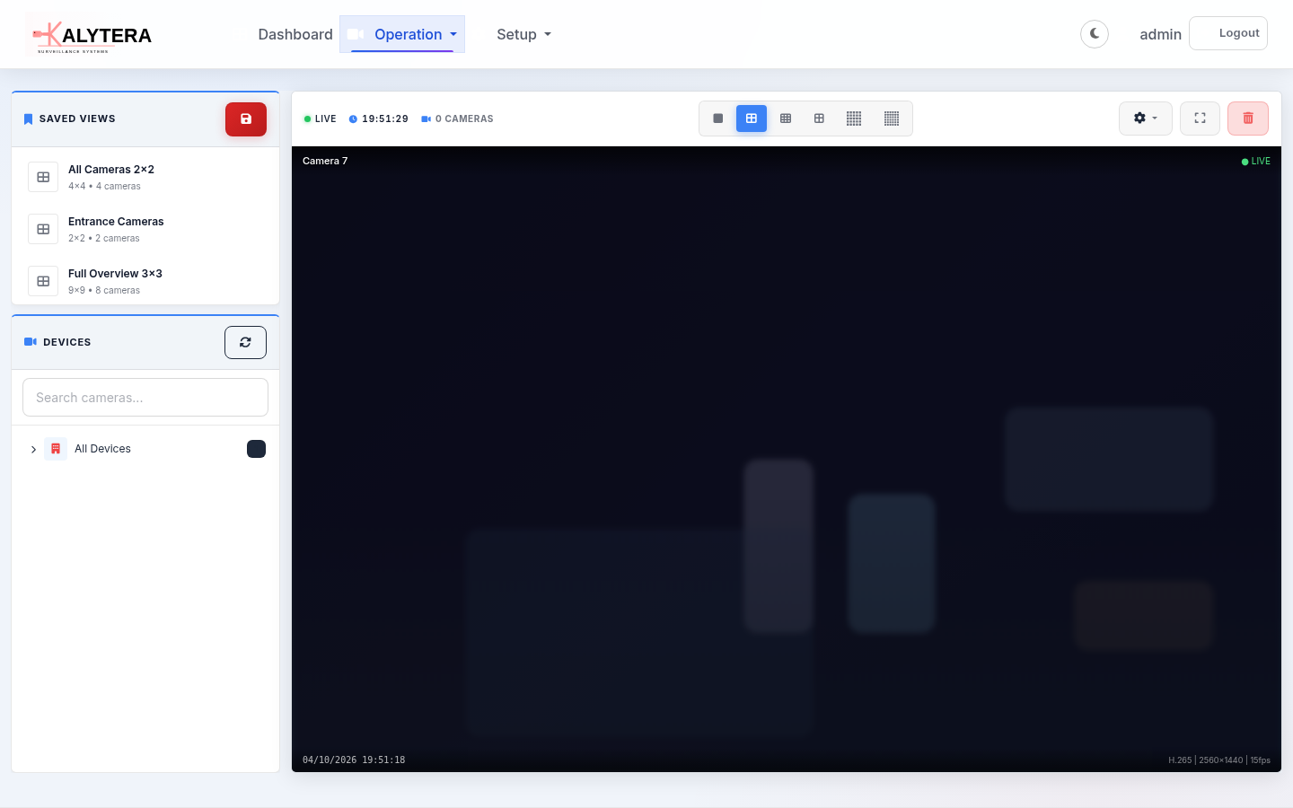 Kalytera VMS live operations interface