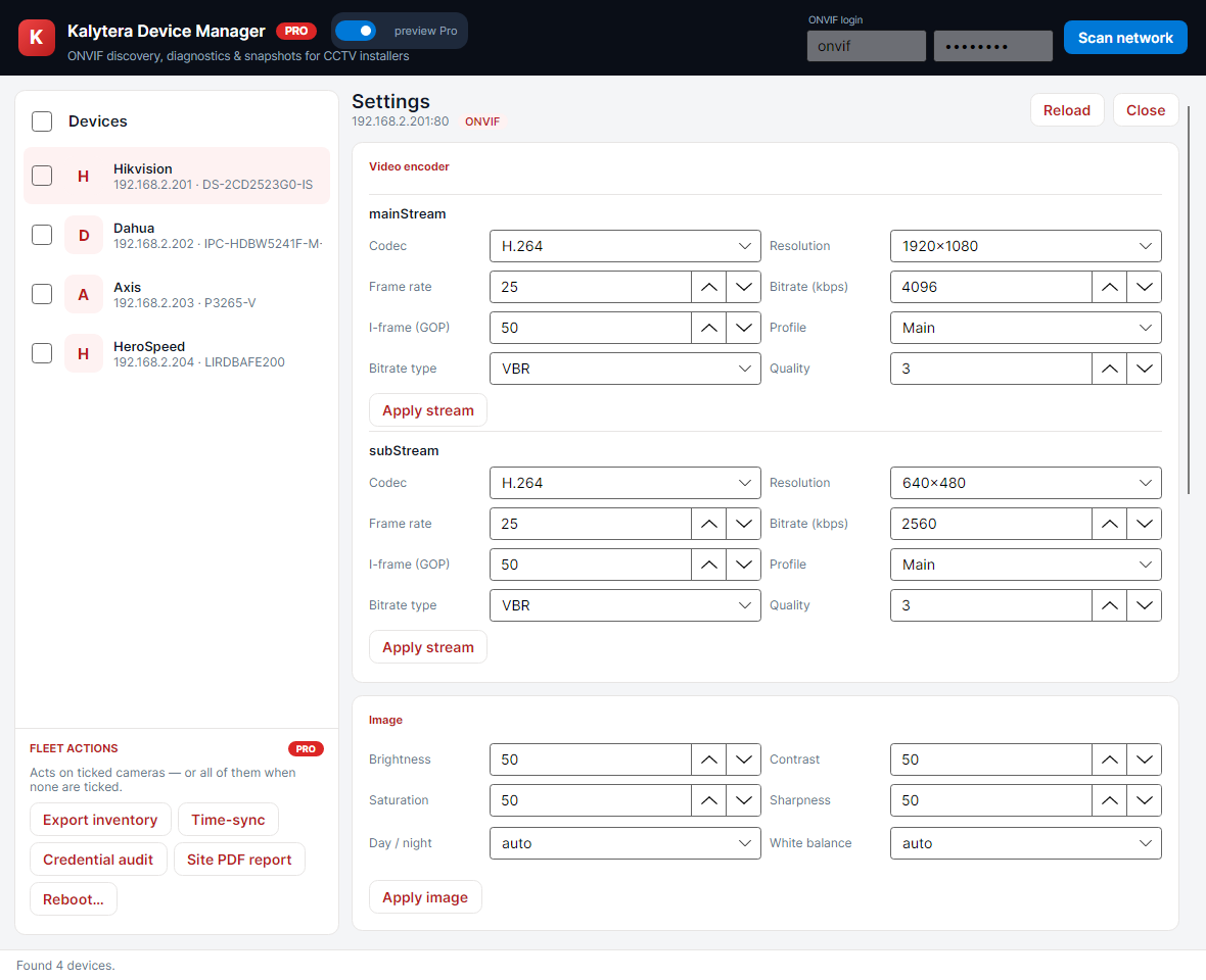 Unified camera settings editor